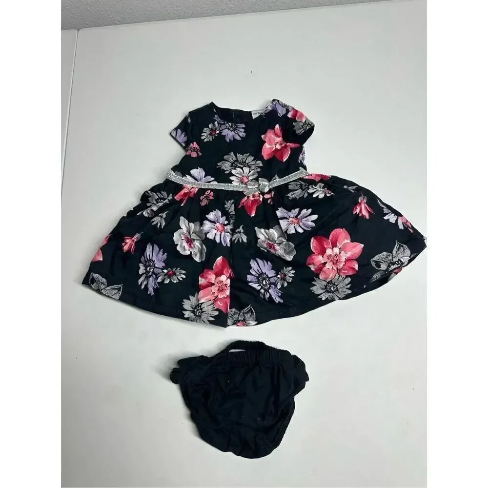 Carter's Girl's Baby Size 3M Cotton Floral Pattern Dress and Underpants